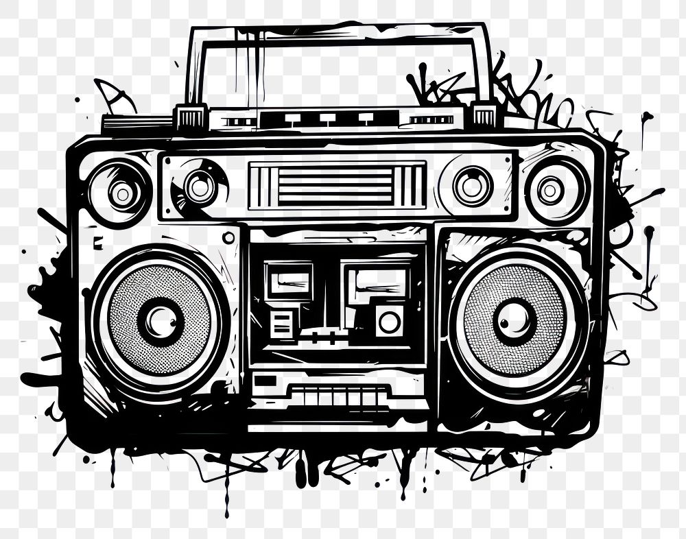 PNG Retro boombox line art Premium PNG rawpixel