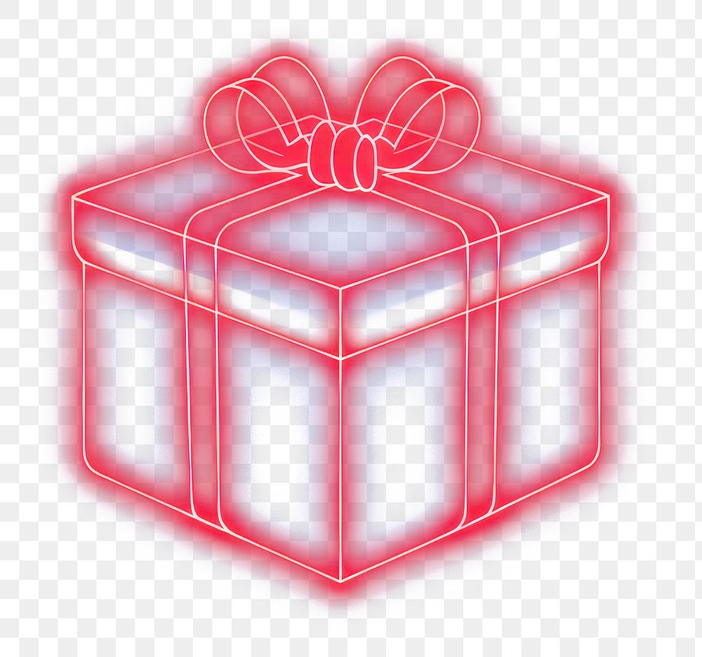 PNG  Gift box light neon night. AI generated Image by rawpixel.