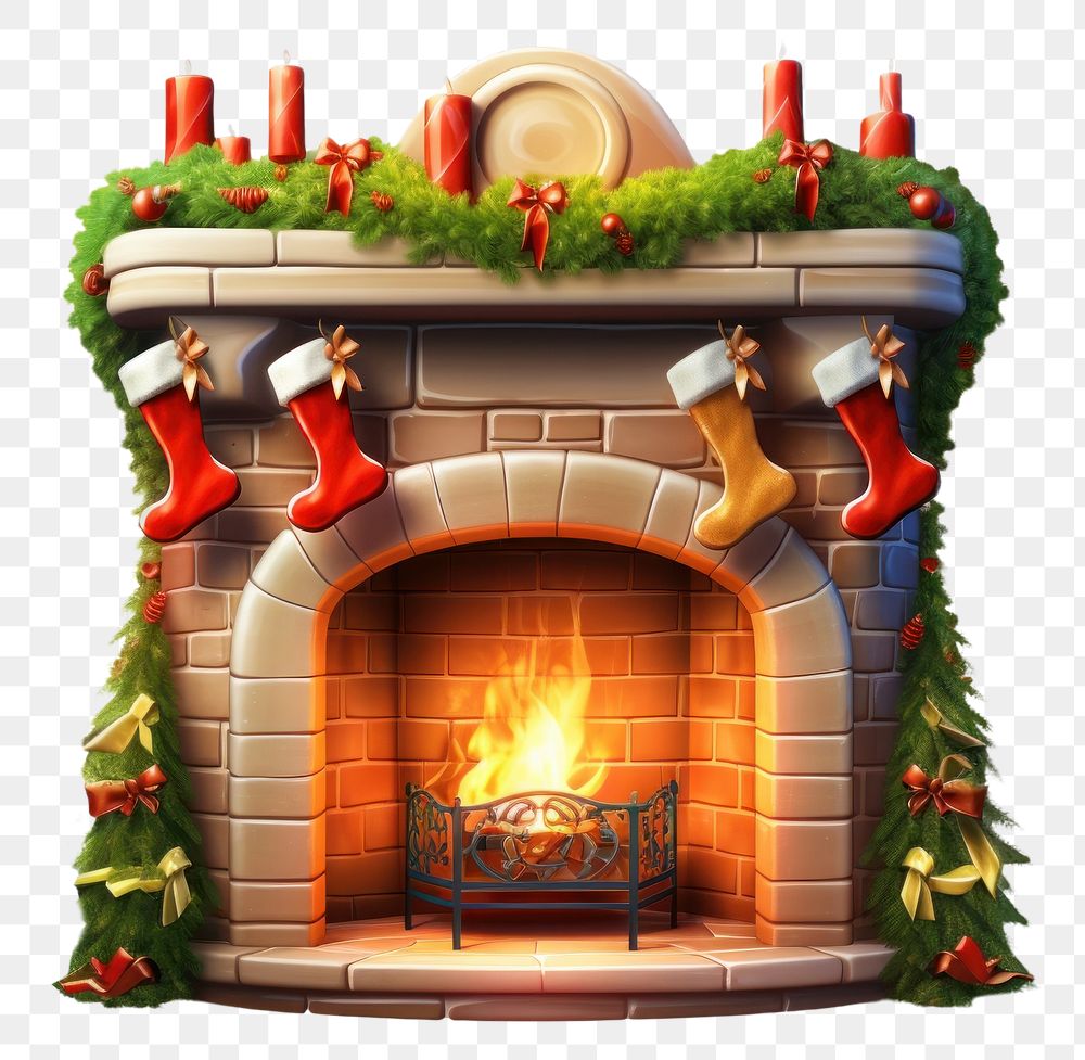 PNG Chrismas fireplace christmas hearth architecture. AI generated Image by rawpixel.