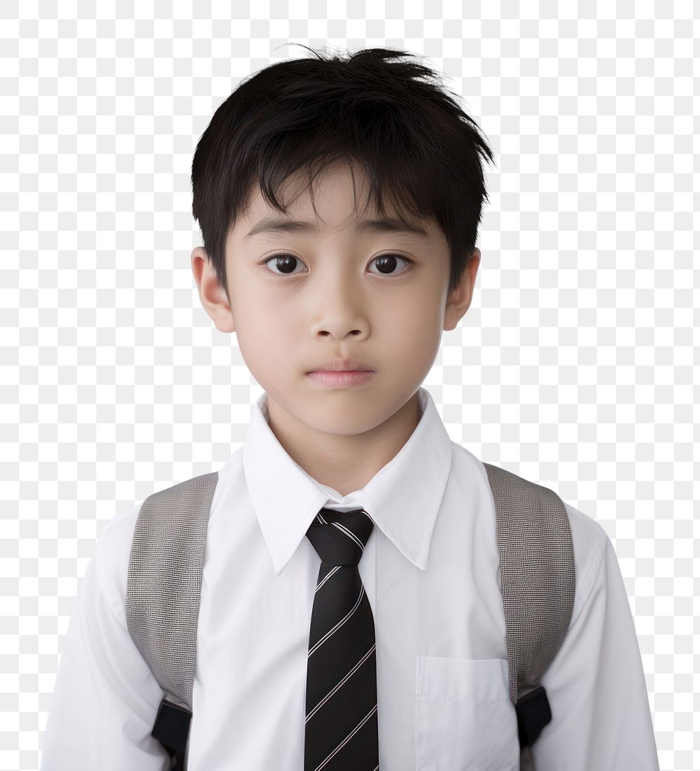 PNG Portrait necktie shirt child. AI generated Image by rawpixel.