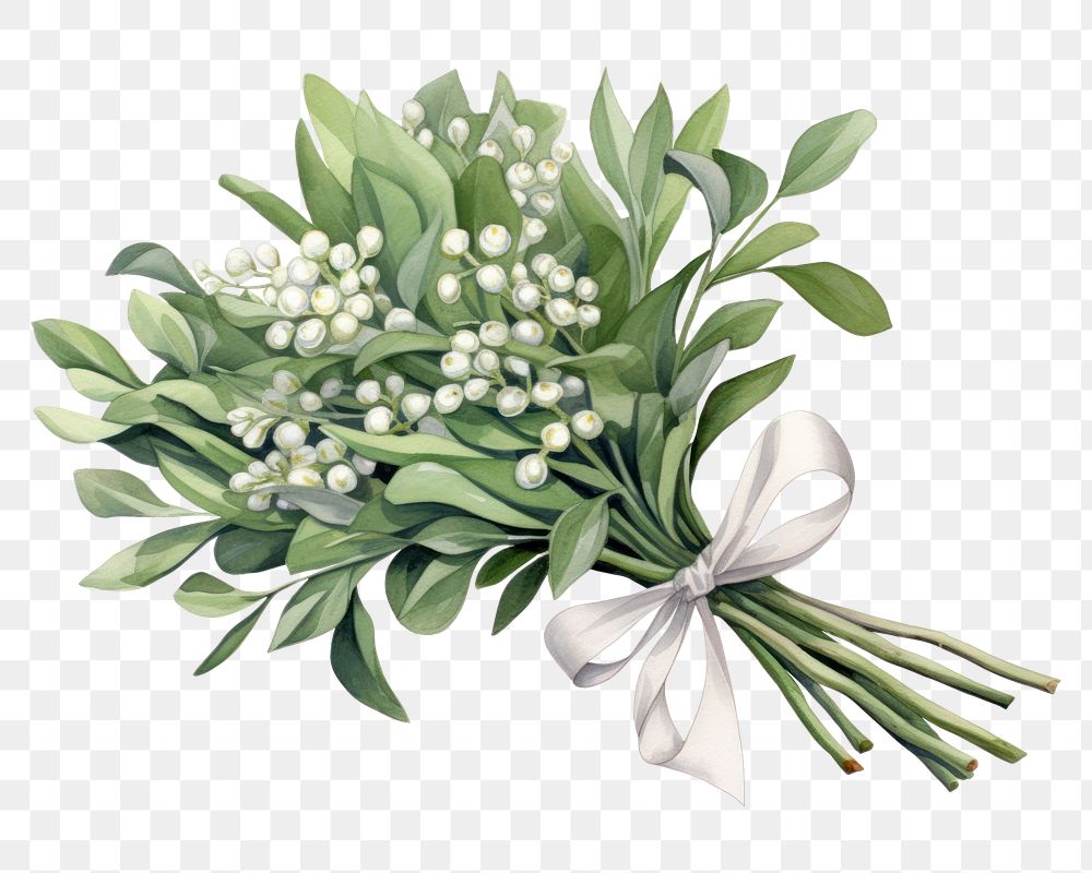 PNG Mistletoe bouquet flower plant herbs. AI generated Image by rawpixel.