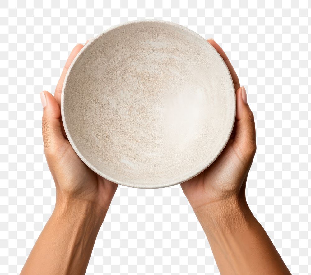 PNG Hand holding bowl photography pottery white background. AI generated Image by rawpixel.