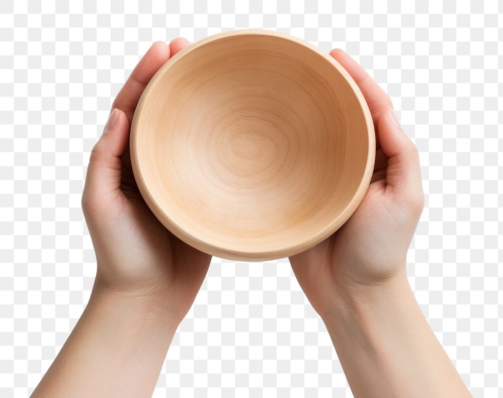 PNG Hand holding bowl white background earthenware simplicity. AI generated Image by rawpixel.