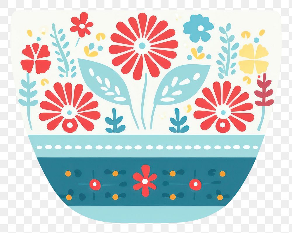 PNG Vector bowl art pattern flower. 