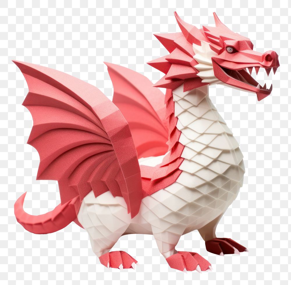 PNG  Dragon paper red white background. AI generated Image by rawpixel.