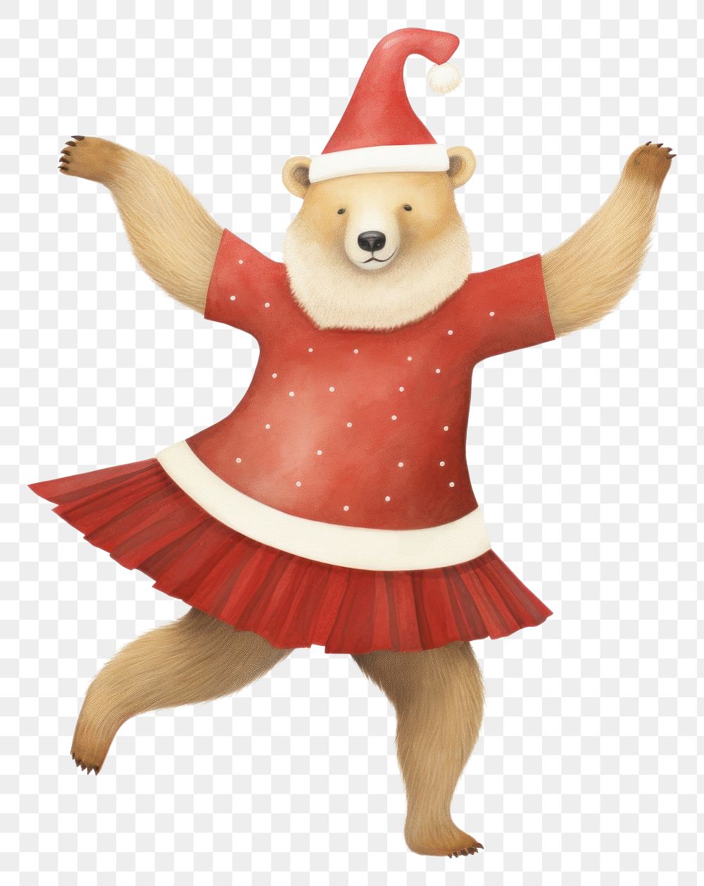 PNG Bear dancing christmas red toy. AI generated Image by rawpixel.