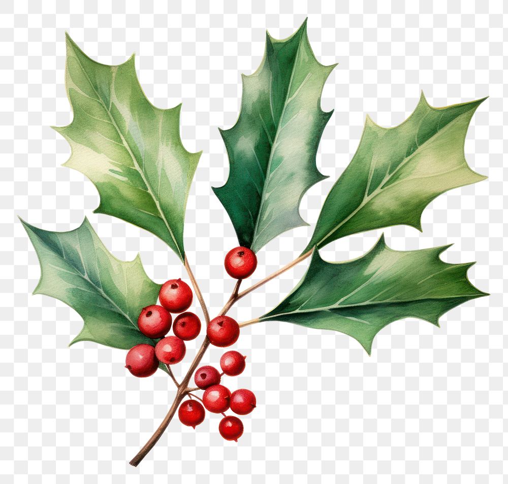 PNG Holly branch plant leaf tree AI generated Image by rawpixel