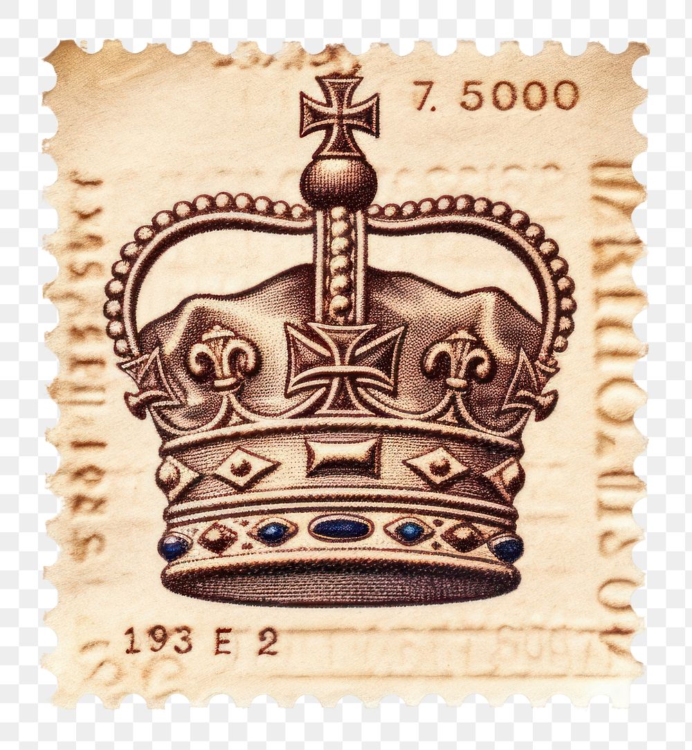 PNG Crown vintage postage stamp accessories accessory. AI generated Image by rawpixel.