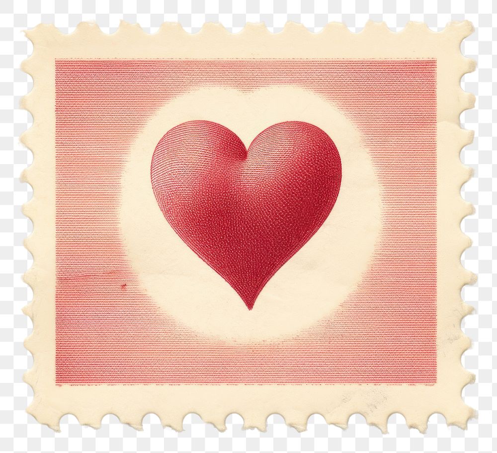 PNG Cute heart illustration vintage postage stamp pattern circle. AI generated Image by rawpixel.