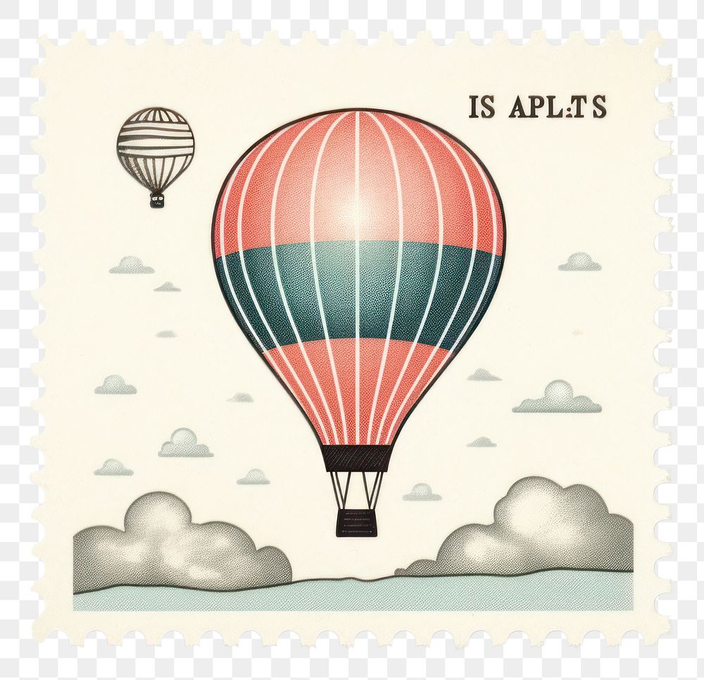 PNG Air balloon transportation postage stamp aircraft. AI generated Image by rawpixel.