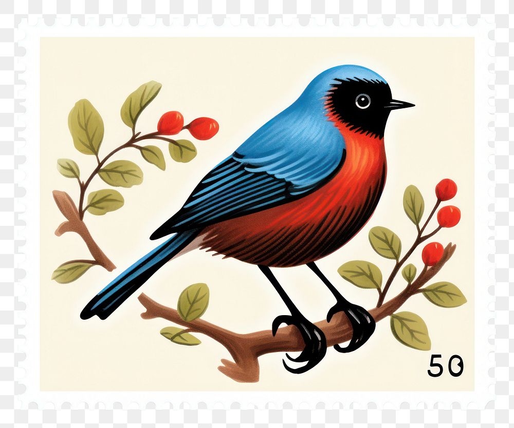 PNG Bird animal postage stamp creativity. AI generated Image by rawpixel.