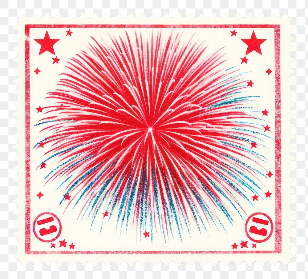 PNG Firework vintage fireworks white background postage stamp. AI generated Image by rawpixel.