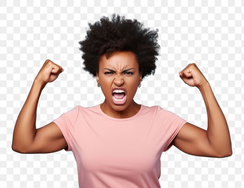 PNG  Woman angry shouting adult hand. AI generated Image by rawpixel.