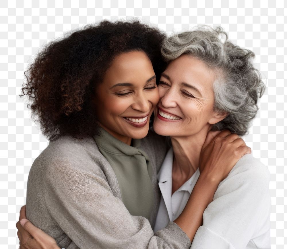 PNG  Two women hugging laughing adult love. AI generated Image by rawpixel.