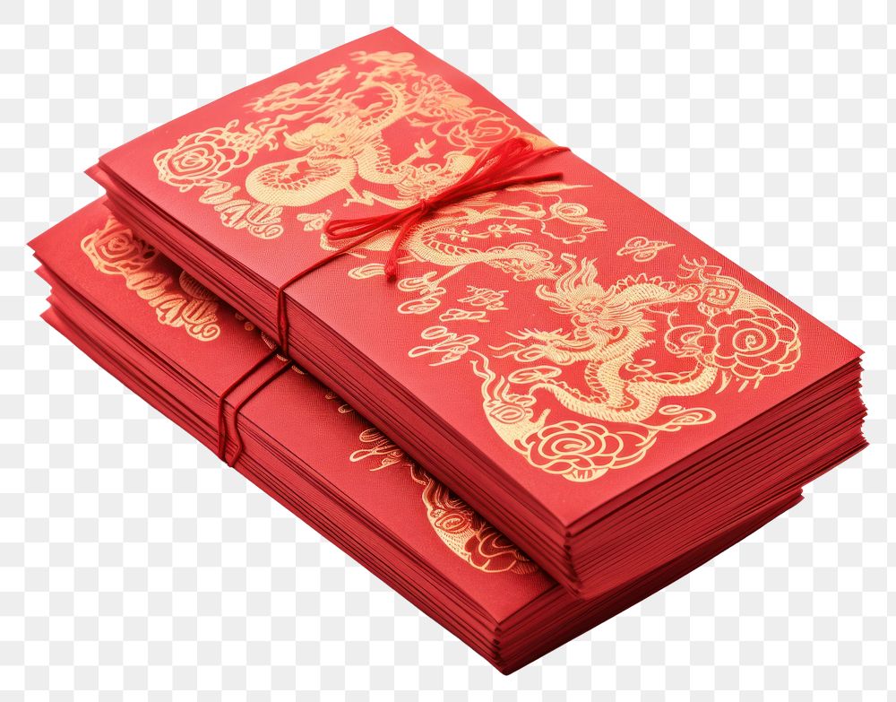 PNG  Chinese red packets pattern box white background. AI generated Image by rawpixel.