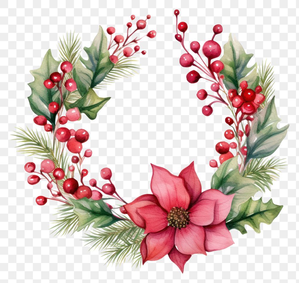 PNG Watercolor wreath christmas red | Premium PNG - rawpixel