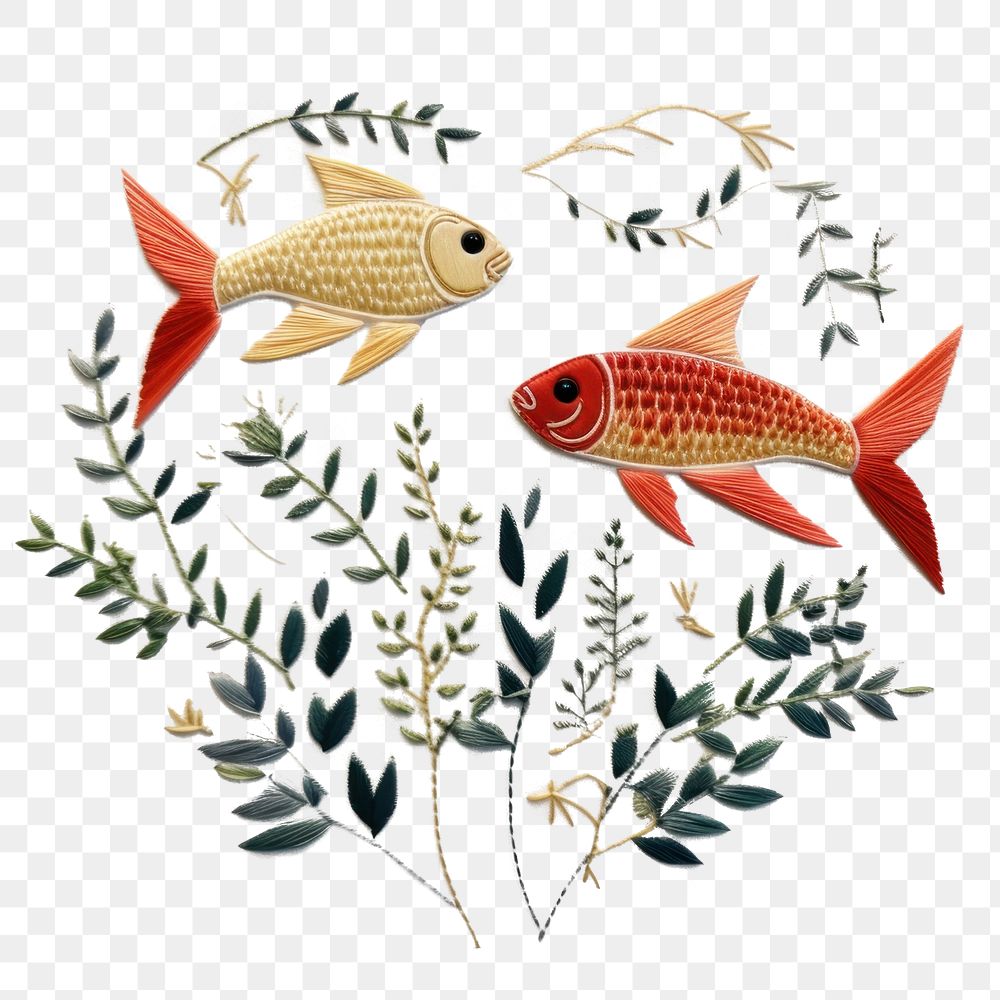 PNG Embroidery animal fish pattern. AI generated Image by rawpixel.