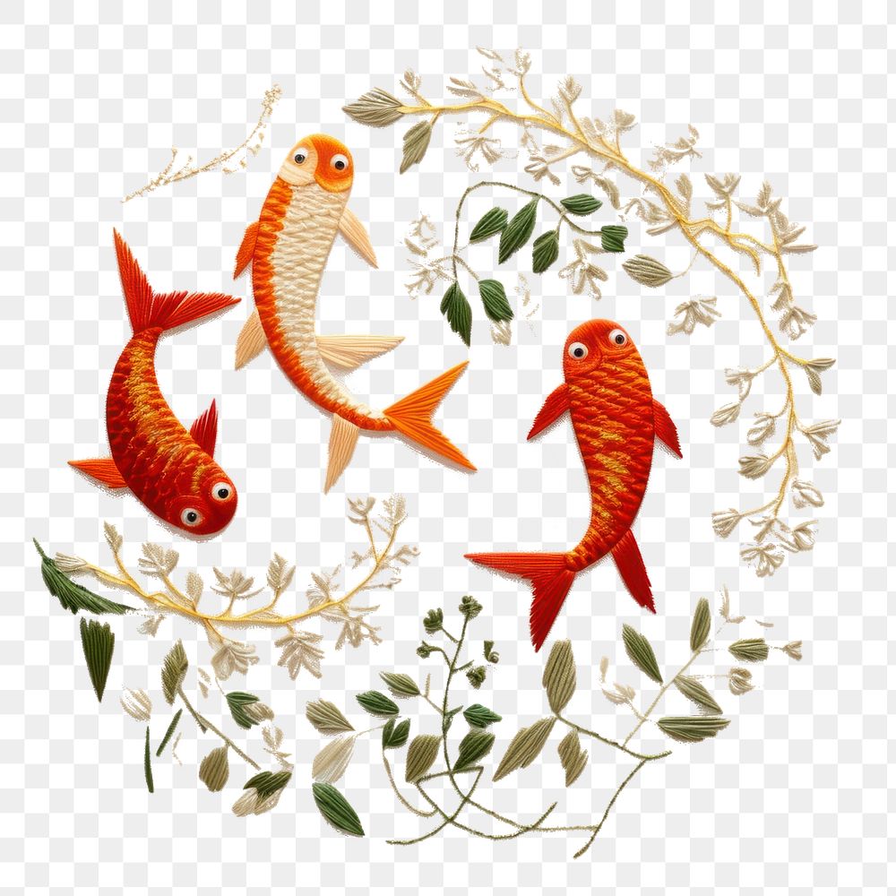 PNG Embroidery animal fish representation AI generated Image by rawpixel