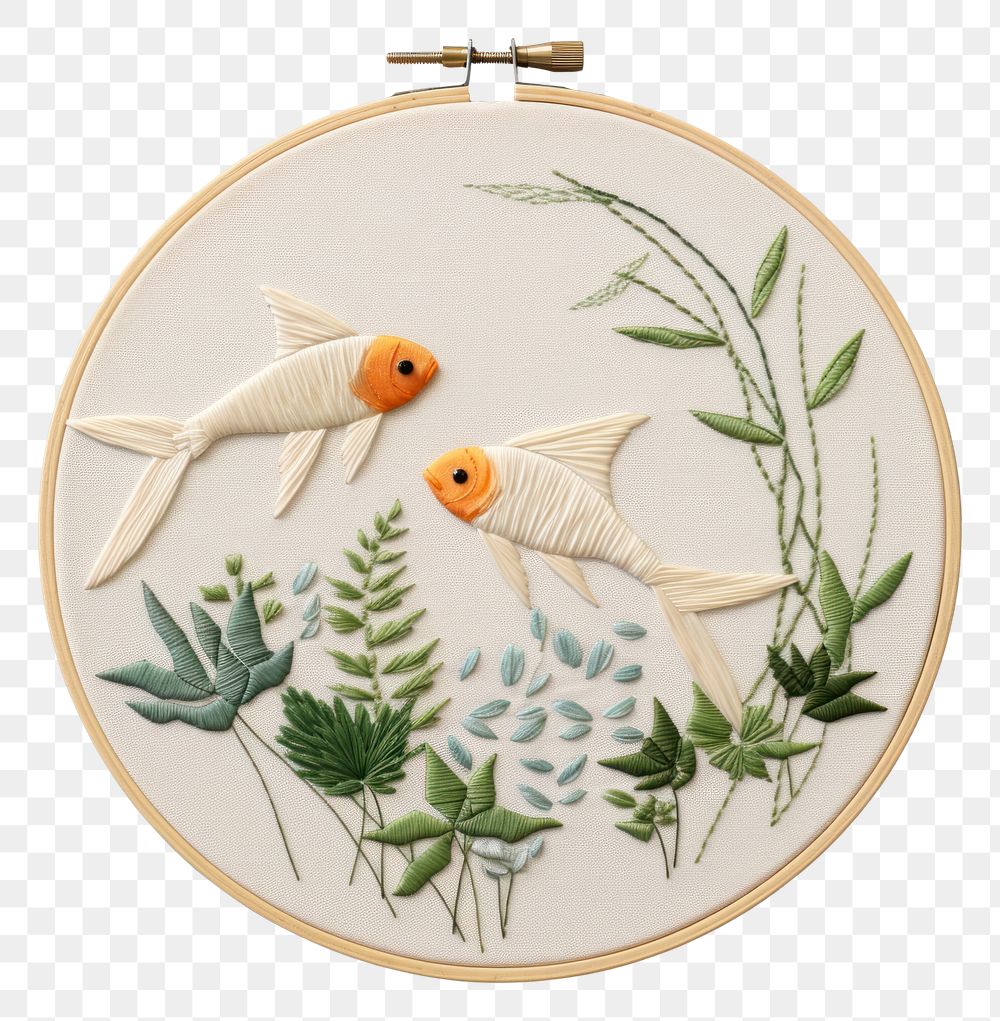 PNG Embroidery animal pattern fish. AI generated Image by rawpixel.