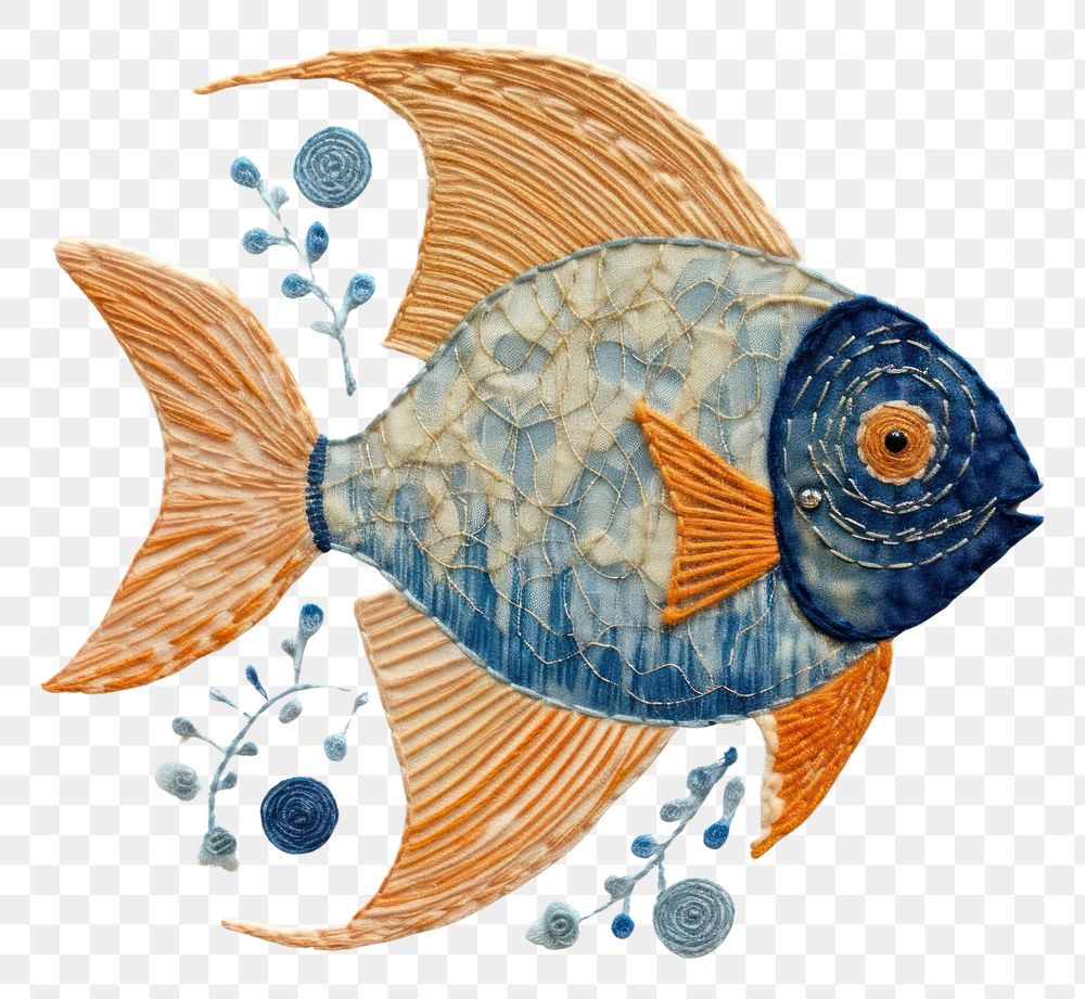 PNG Fish embroidery pattern animal AI generated Image by rawpixel