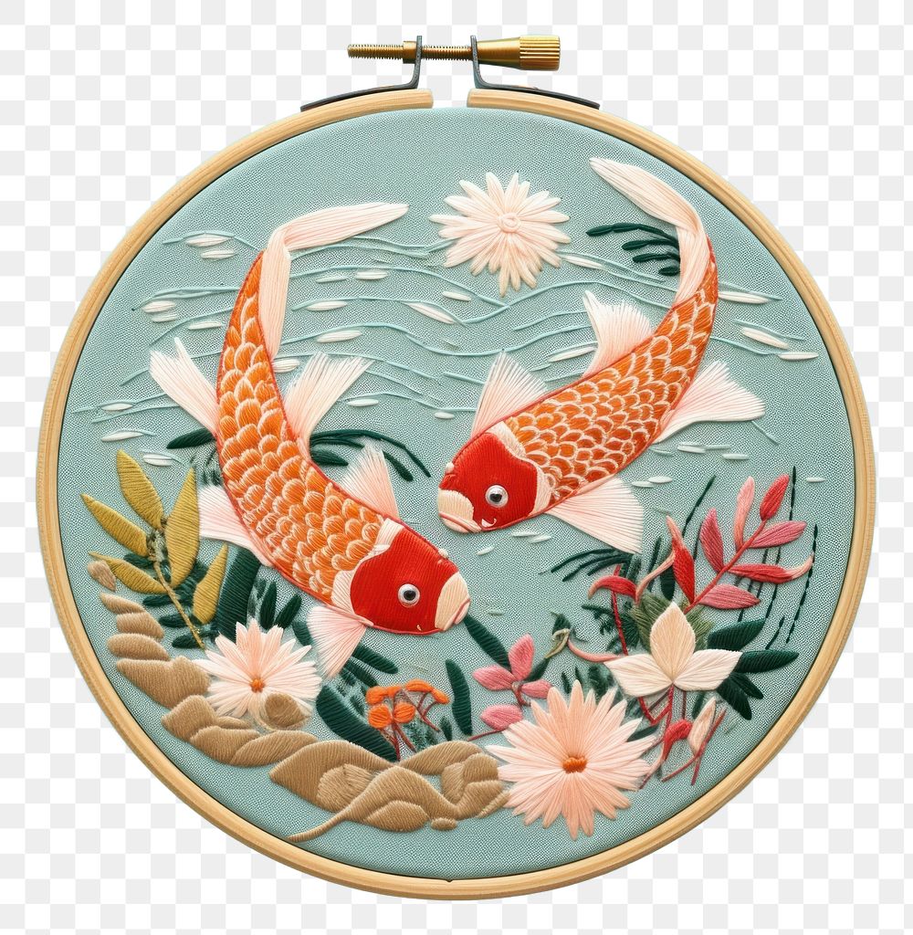 PNG Embroidery fish pattern animal. AI generated Image by rawpixel.