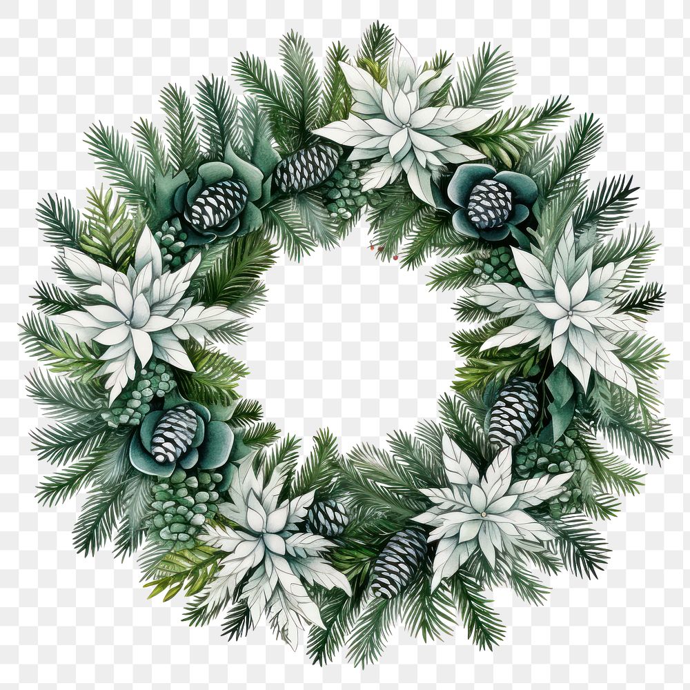 PNG Wreath plant fir white background. AI generated Image by rawpixel.