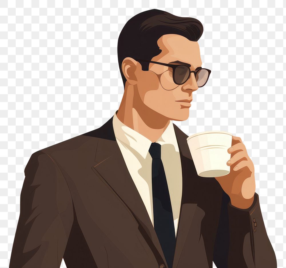 PNG Portrait coffee cup sunglasses. AI generated Image by rawpixel.