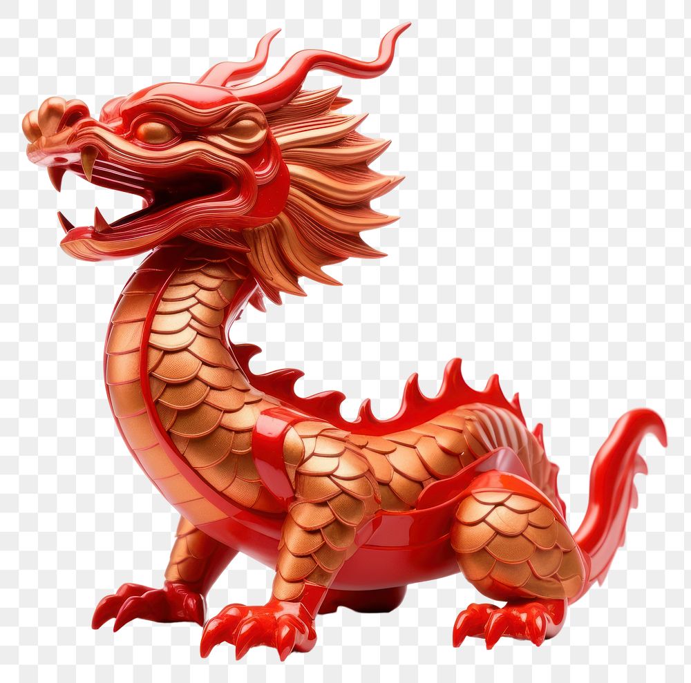 PNG  Metal Chinese Dragon dragon red white background. AI generated Image by rawpixel.