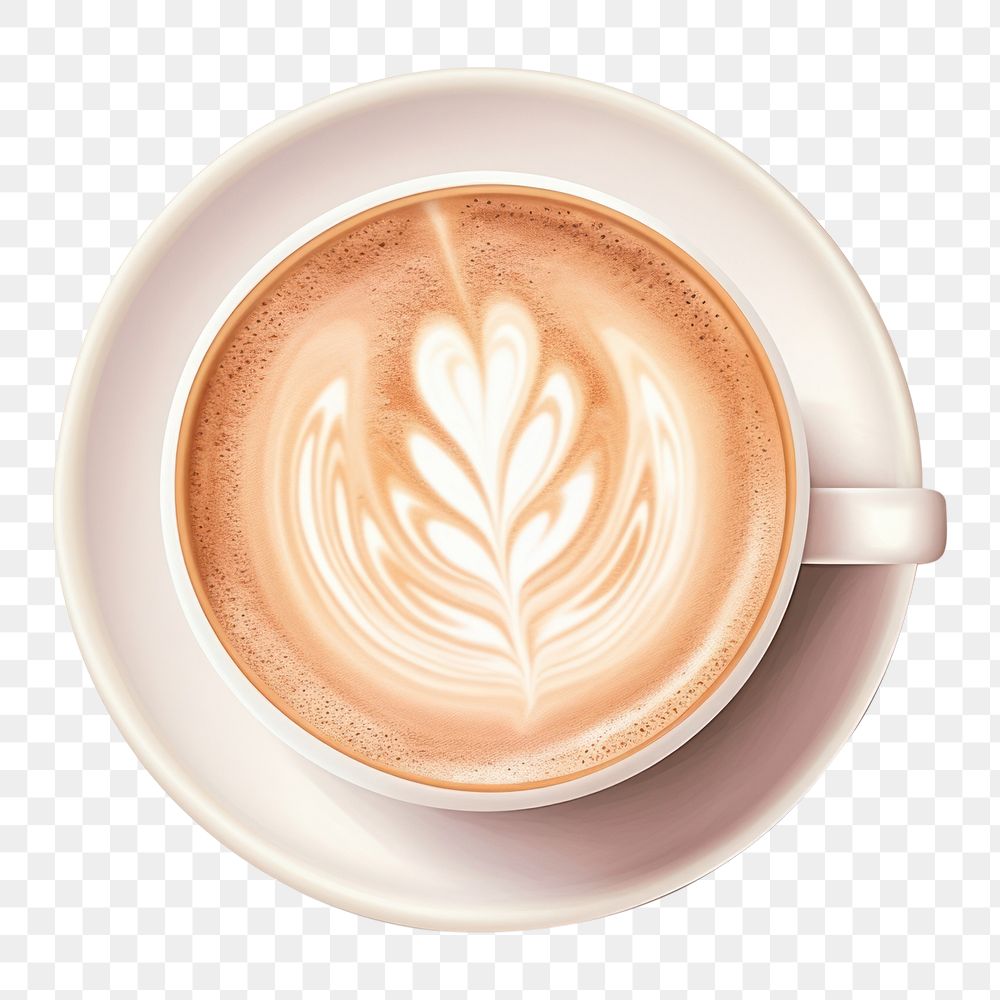 PNG Coffee cup cappuccino latte, digital paint illustration AI generated image