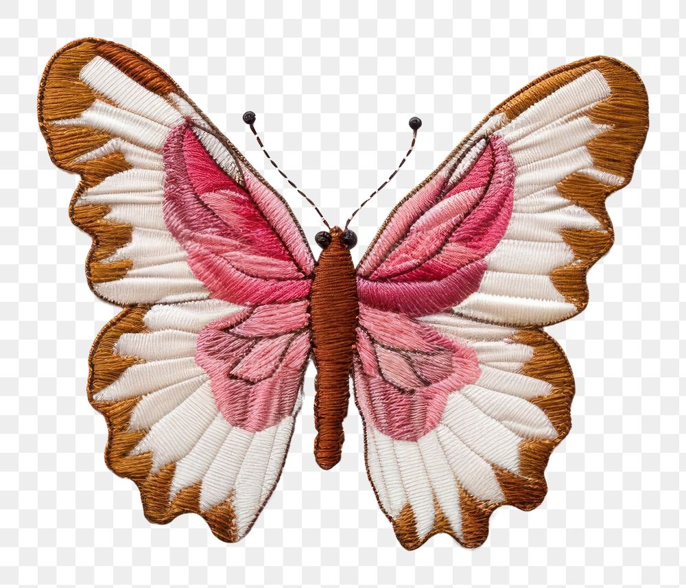 PNG Flower embroidery butterfly pattern. AI generated Image by rawpixel.