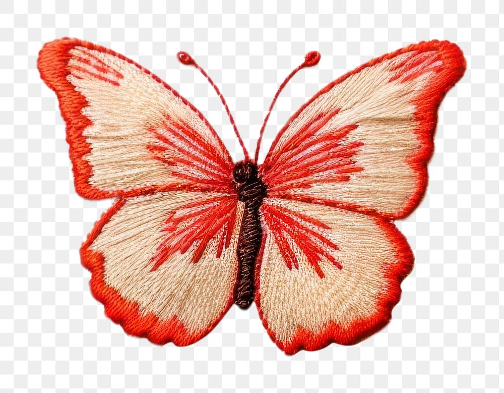 PNG Embroidery butterfly pattern flower. AI generated Image by rawpixel.