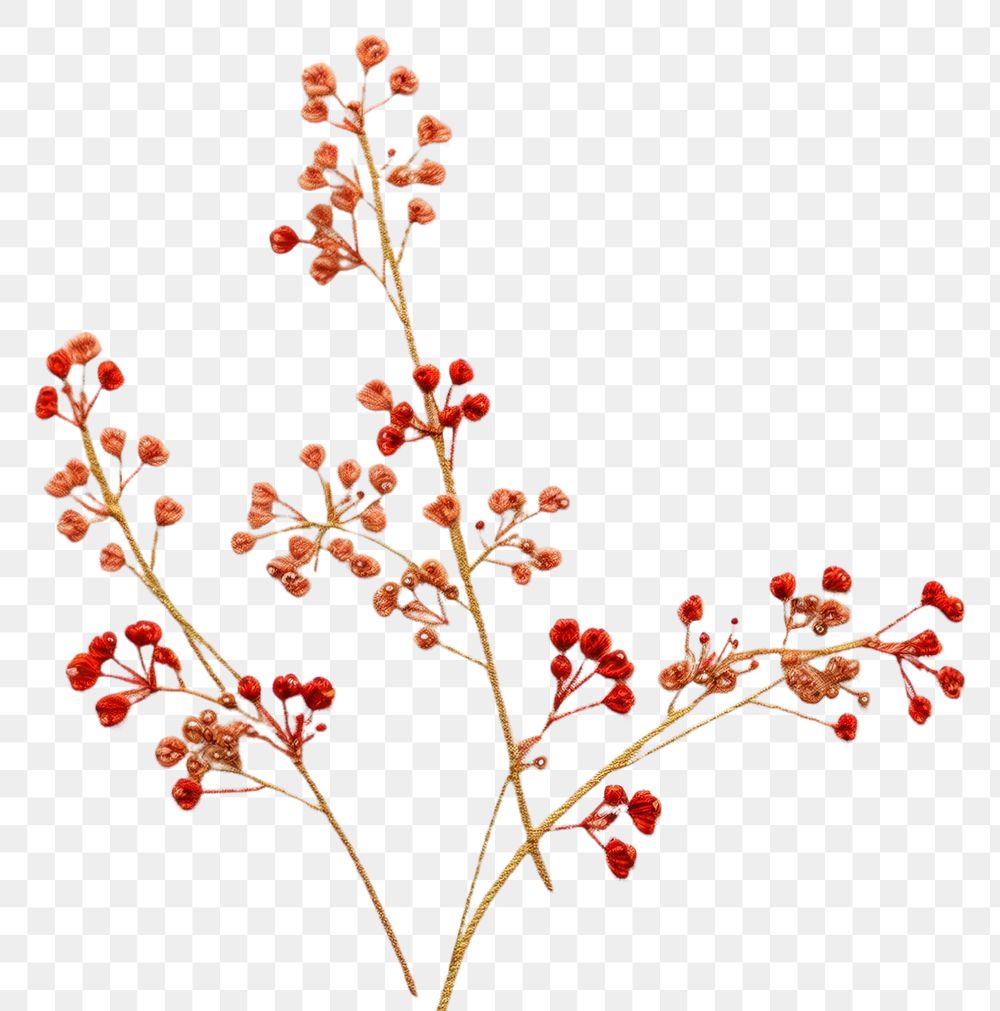 PNG Flower embroidery butterfly plant AI generated Image by rawpixel