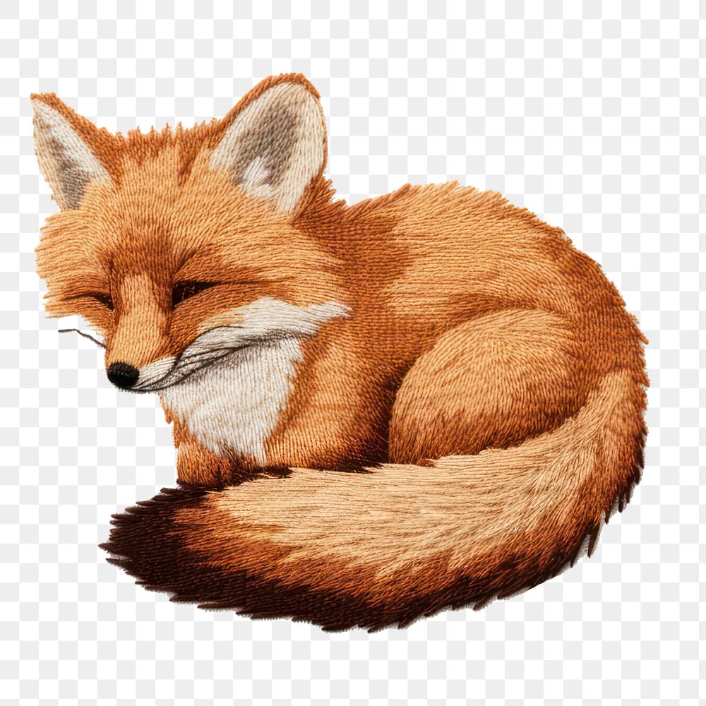 PNG Embroidery fox pattern animal. AI generated Image by rawpixel.