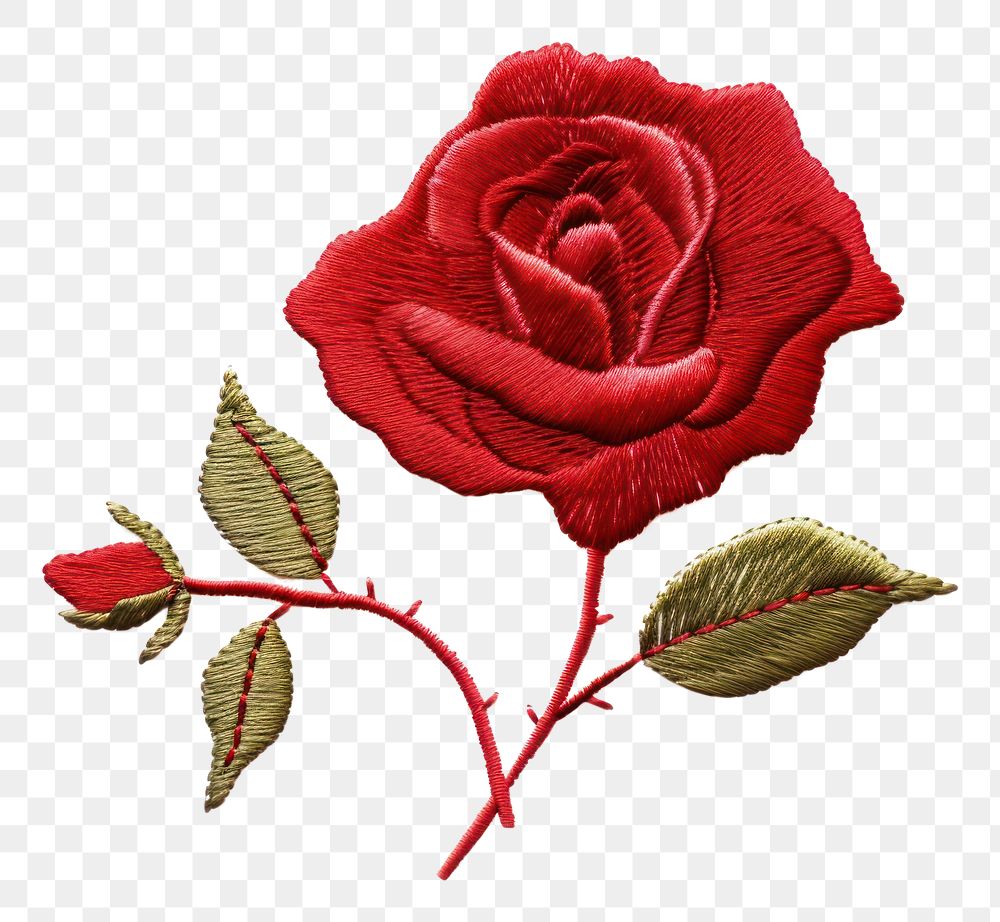 PNG Rose embroidery flower plant. AI generated Image by rawpixel.