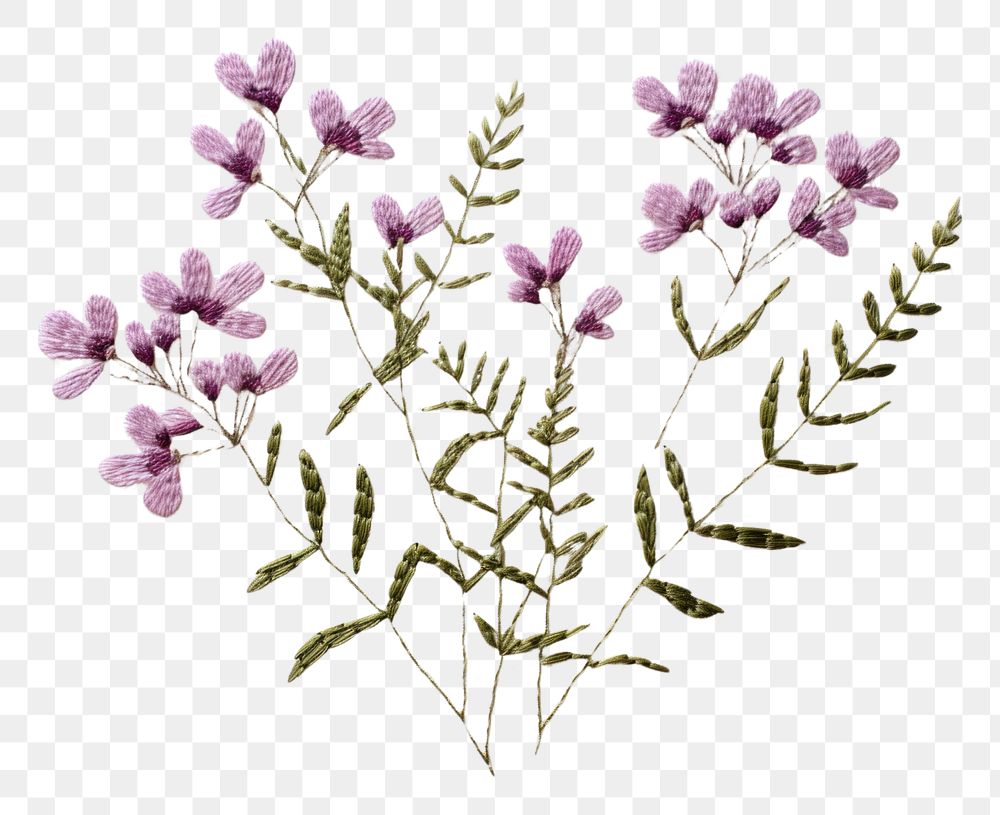 PNG Flower embroidery purple plant AI generated Image by rawpixel