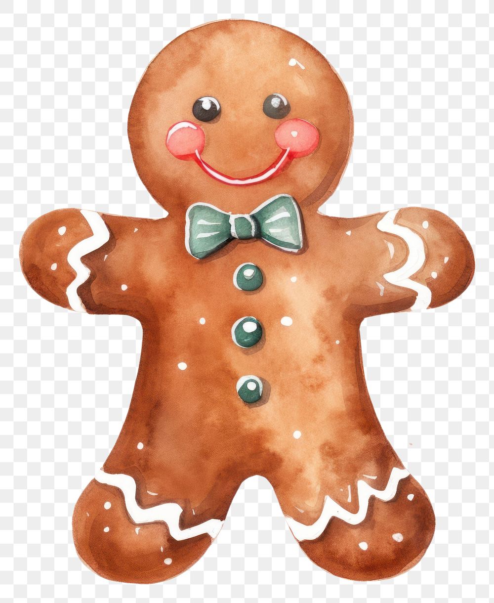 PNG gingerbread man, Christmas watercolor  element, transparent background