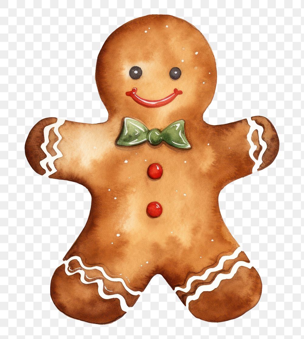 PNG gingerbread man, Christmas watercolor  element, transparent background