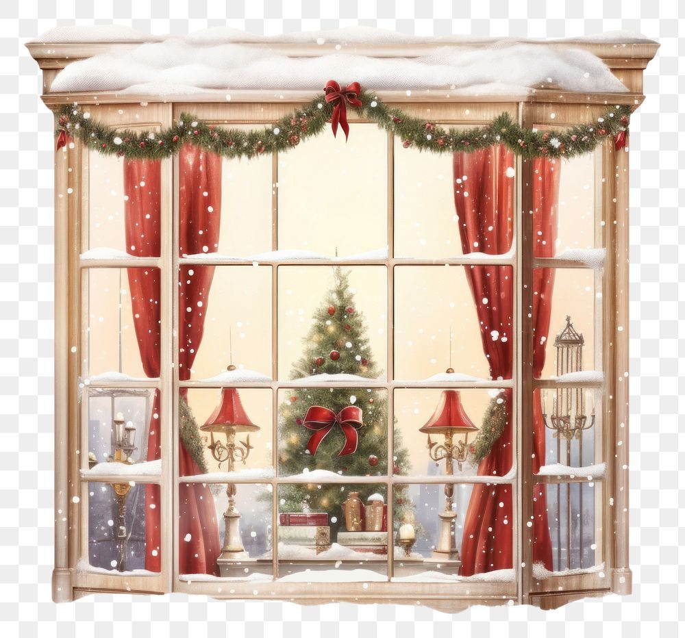 PNG  Christmas window white background architecture transparent. AI generated Image by rawpixel.