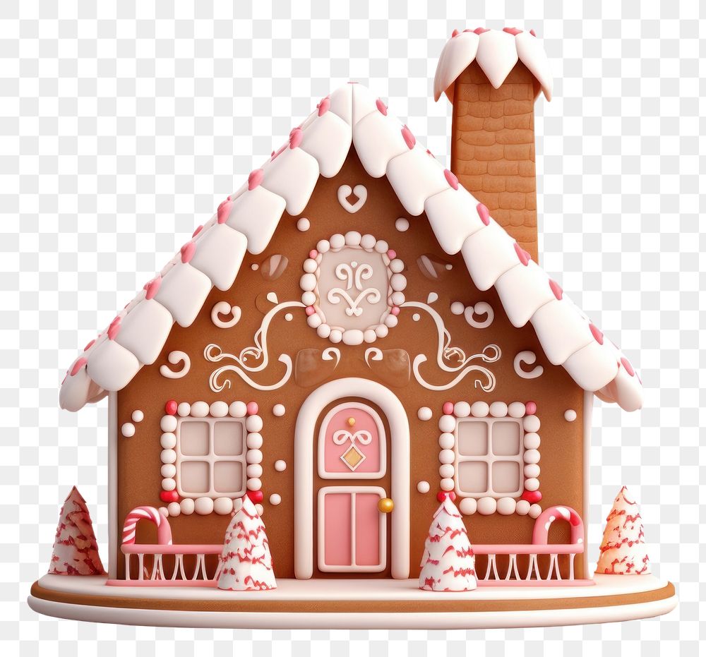 PNG  Christmas gingerbread house dessert cookie icing. AI generated Image by rawpixel.