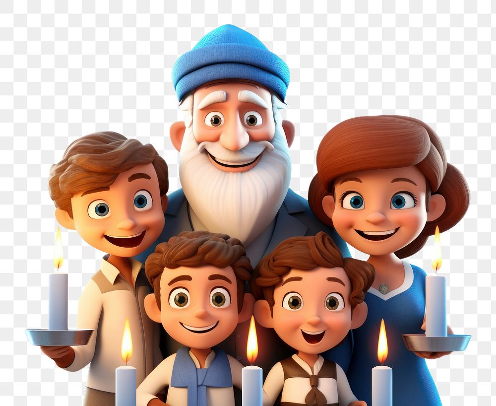 PNG Hanukkah family cartoon togetherness celebration. AI generated Image by rawpixel.