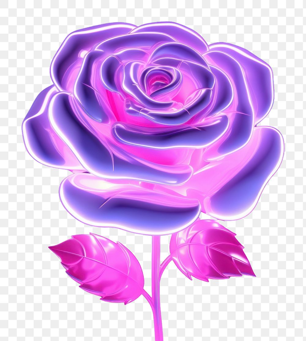 PNG  Neon rose flower purple plant. AI generated Image by rawpixel.