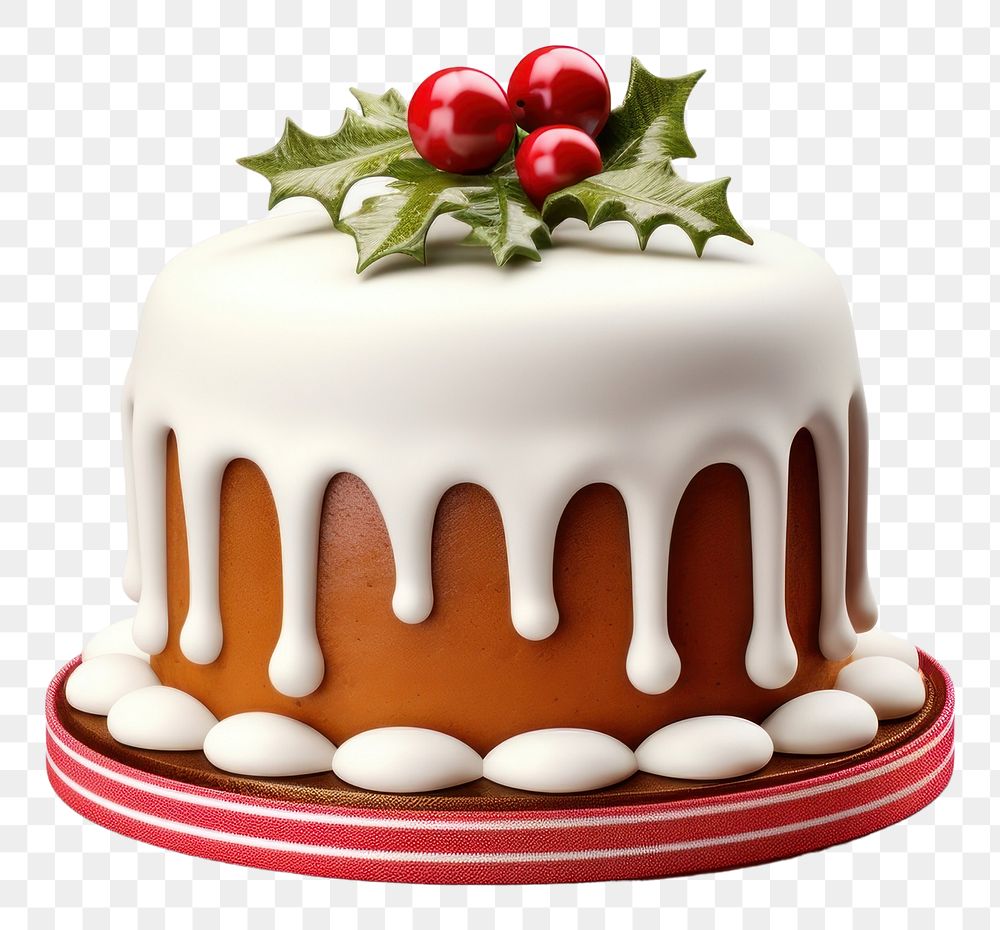 PNG 3d Vintage Christmas cake christmas dessert icing. AI generated Image by rawpixel.