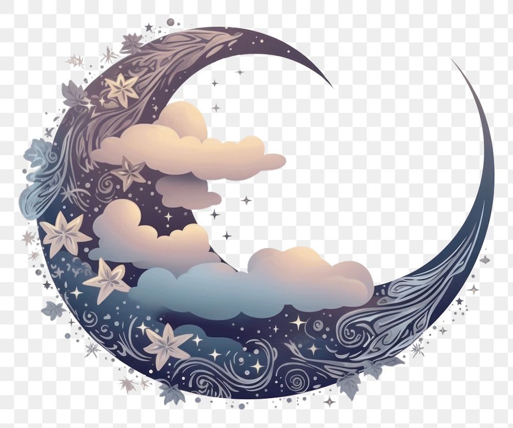 PNG  Celestial moon ordinary vector nature night tranquility. AI generated Image by rawpixel.