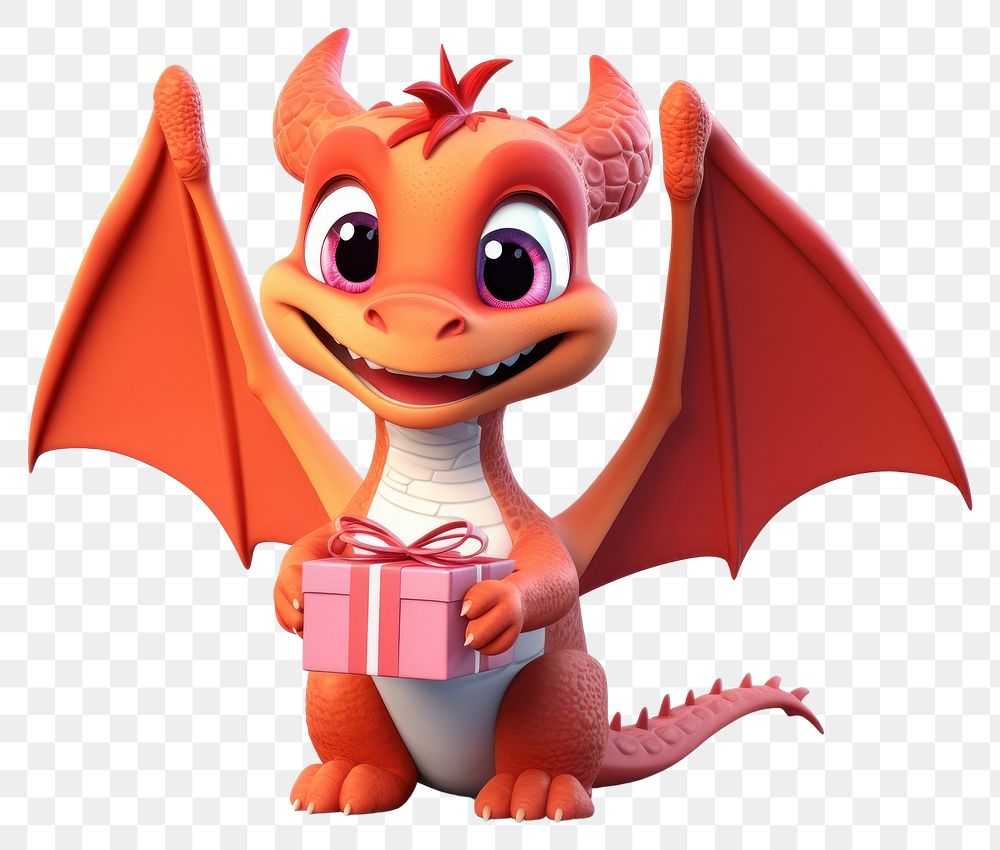 PNG A happy cartoon red dragon cute representation celebration