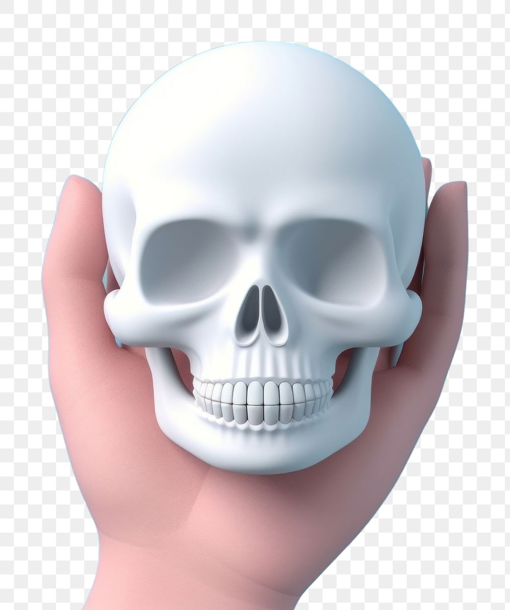 PNG Hand holding a skull portrait anatomy finger. AI generated Image by rawpixel.