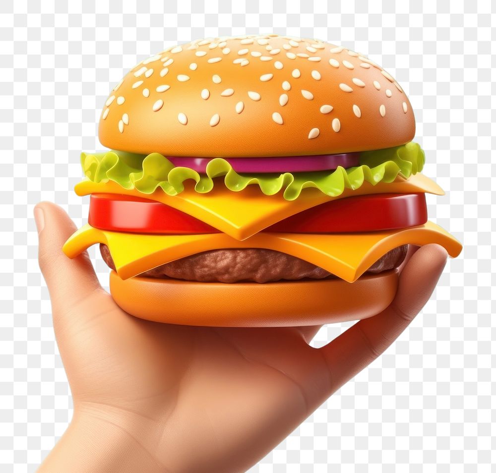 PNG 3d hand holding a hamburger food vegetable condiment. AI generated Image by rawpixel.