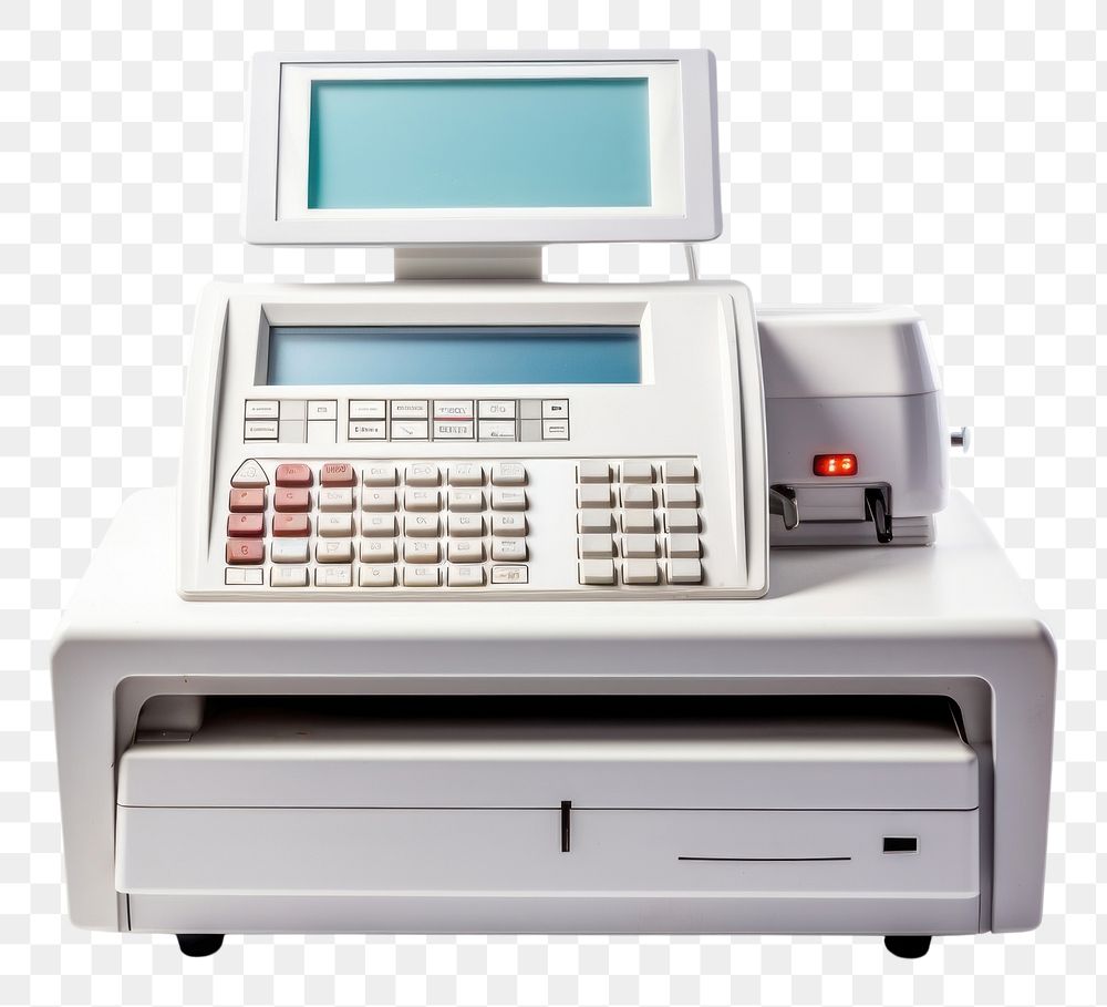 PNG A modern cash register machine computer white background electronics. AI generated Image by rawpixel.