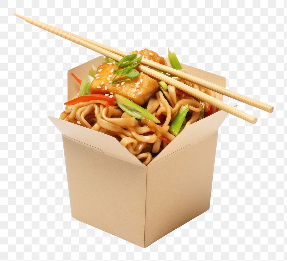 PNG  Chinese noodle chopsticks food box. AI generated Image by rawpixel.