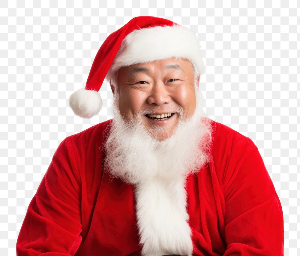 PNG Asian man wearing santa claus outfit christmas adult white background. AI generated Image by rawpixel.