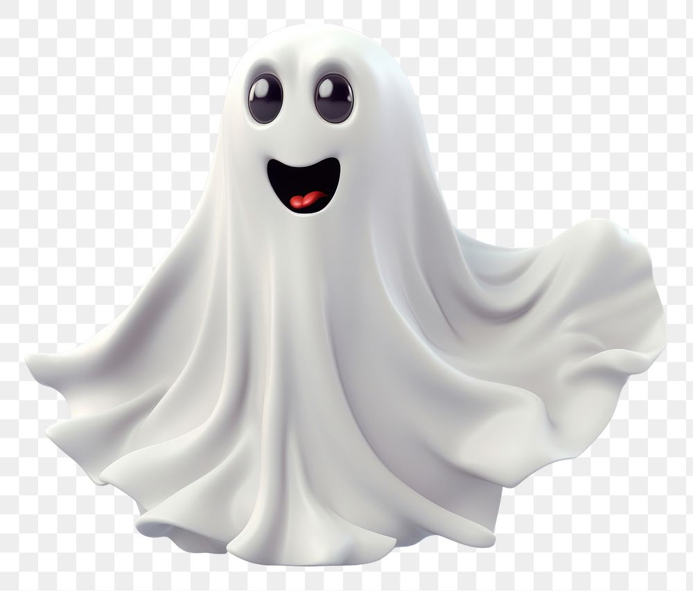 PNG  Ghost 3d cartoon realistic white anthropomorphic representation. AI generated Image by rawpixel.
